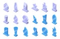 Glass trophy icons set isometric vector. Star acrylic shape Royalty Free Stock Photo