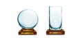 Glass trophy with laurel on wood stand with plate Royalty Free Stock Photo
