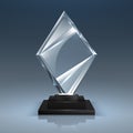 Glass trophy. Realistic transparent winner award, 3D glass or acrylic competition prize. Vector isolated blank crystal Royalty Free Stock Photo