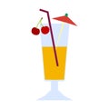 A glass of tropical coquel with cherries and an umbrella