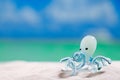 Glass tropical sea octopus on white beach sand