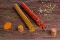 two glass tubes with spicy powders Royalty Free Stock Photo