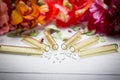 Glass tubes with homeopathy globules Royalty Free Stock Photo