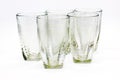 Glass tumblers on white background with selective focus ,