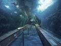 Glass tunnel in LOceanografic aquarium in Valencia, Spain Royalty Free Stock Photo