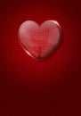 Glass valentine heart over dark red background