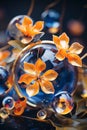 a glass vase filled with water and orange flowers Royalty Free Stock Photo