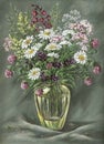 Glass vase with wild flowers