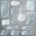 Glass vector transparency glossy clear blank frame and realistic empty glassful template illustration glassware set of