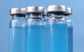 Glass vials of with blue coloured liquid