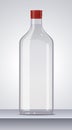 Glass vodka bottle with red cap. Vector illustration. Royalty Free Stock Photo