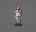 Glass vodka bottle with cap. Royalty Free Stock Photo