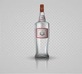 Glass vodka bottle with cap. Royalty Free Stock Photo