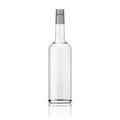 Glass vodka bottle with cap. Royalty Free Stock Photo