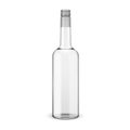 Glass vodka bottle with cap. Royalty Free Stock Photo