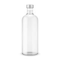 Glass vodka bottle with silver cap. Royalty Free Stock Photo