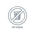 Glass vodka in line art style for concept design. Ban graphic element. No alcohol. Graphic outline label. Modern thin contour line Royalty Free Stock Photo