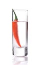 Glass of Vodka with red chili pepper Royalty Free Stock Photo