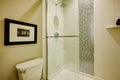 Glass walk-in shower in a bathroom of brand-new home Royalty Free Stock Photo