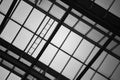 Glass wall or ceiling of building, black and white toned Royalty Free Stock Photo