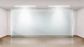 Empty exhibition room with glass wall frame