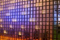 Illuminated glass wall from a office building 
