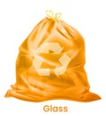 Glass waste bag. Recycling trash. Realistic garbage package