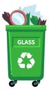 Glass waste container. Trash sorting garbage can