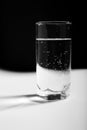 Glass water on background of black and white