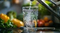 A Glass of Water Being Filled With Water Royalty Free Stock Photo