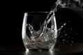 A glass of water being poured into it. AI generative image Royalty Free Stock Photo