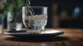 Glass of water is being poured into a cup realistic. Al generated Royalty Free Stock Photo