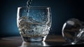 Glass of water is being poured into a cup realistic. Al generated Royalty Free Stock Photo