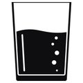 Glass of water black and white icon in simple flat style isolated on white background. Royalty Free Stock Photo