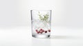 glass of water with cherries and blueberries on a white background Royalty Free Stock Photo