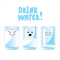 Glass of water.drink more water. graphic design concept of the benefits of drinking water, reasons to drink water Royalty Free Stock Photo