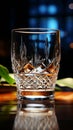 A glass of water glistens on a dark table, a simple elegance