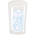 Glass of water with ice cubes. Vector illustration Royalty Free Stock Photo