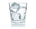 Glass of water with ice cubes. Cold water good for dehydration in the summer. Frozen water in shape of cube. Royalty Free Stock Photo