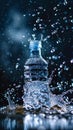 A glass of water with ice cubes and dynamic splashes Royalty Free Stock Photo