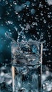 A glass of water with ice cubes and dynamic splashes Royalty Free Stock Photo