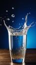 A glass of water with ice cubes and dynamic splashes Royalty Free Stock Photo