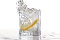 Glass of water, ice and lemon with splash Royalty Free Stock Photo