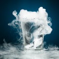 Glass of water with ice vapor