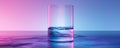 Glass of water illuminated by purple and blue lighting, abstract background concept Royalty Free Stock Photo
