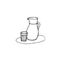 Glass water jug in a doodle style. Hand drawn vector illustration Royalty Free Stock Photo