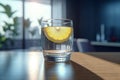 Glass water lemon. Generate Ai Royalty Free Stock Photo
