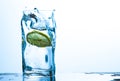 Glass of water with lemon with splash with copy space Royalty Free Stock Photo