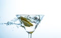 Glass of water with lemon with splash with copy space Royalty Free Stock Photo