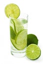 Glass water with lime . Royalty Free Stock Photo